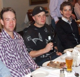 Relaxing back: L-R Ben Thomas, Heath Webb-Johnson and Stephen Ward. Relaxing back: L-R Ben Thomas, Heath Webb-Johnson and Stephen Ward.