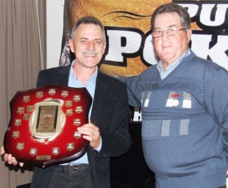 Phill King (left) receives the Lindsay Jones Trophy from our Club founder, Ray Storey. Phill King (left) receives the Lindsay Jones Trophy from our Club founder, Ray Storey.