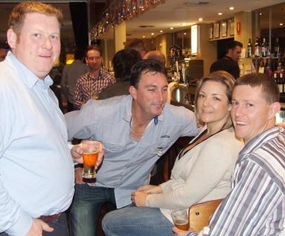 Cool off, Jim! At the bar were L-R Simon Thornton, Jim McKenzie and Leah and Craig Pridham. Cool off, Jim! At the bar were L-R Simon Thornton, Jim McKenzie and Leah and Craig Pridham.