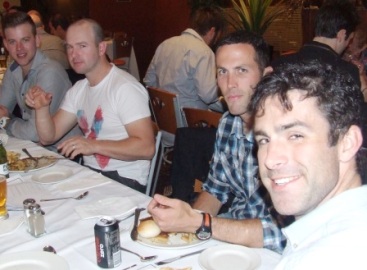 Wining and dining: L-R Matt Thomas, Bryce Peter-Budge, Michael Ozbun and Tom King. Wining and dining: L-R Matt Thomas, Bryce Peter-Budge, Michael Ozbun and Tom King.