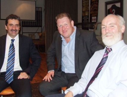 Talking cricket: L-R Tony Gleeson, Simon Thornton and Allan Cumming. Talking cricket: L-R Tony Gleeson, Simon Thornton and Allan Cumming.