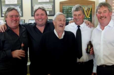 Past cricketers, all of them! L-R Terry Nagle, Brian Rennex, past president Laurie Mayne, Paul Cramer and Ian Sutherland. Past cricketers, all of them! L-R Terry Nagle, Brian Rennex, past president Laurie Mayne, Paul Cramer and Ian Sutherland.