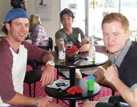 Christmas cheer: L-R Firsts captain Matt Thomas, brother Ben and our English returnee, Kris Garland. Christmas cheer: L-R Firsts captain Matt Thomas, brother Ben and our English returnee, Kris Garland.