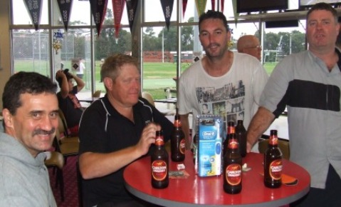 More interested in the inside action than out on the pitch: L-R Tony Gleeson, Darren Nagle, Jim McKenzie and Norm Wright. More interested in the inside action than out on the pitch: L-R Tony Gleeson, Darren Nagle, Jim McKenzie and Norm Wright.