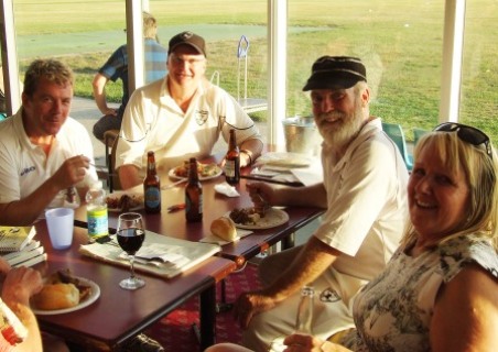 Weary warriors (L-R) Brendan Powell, Doug Cumming and Allan Cumming, with Adele Walker. Weary warriors (L-R) Brendan Powell, Doug Cumming and Allan Cumming, with Adele Walker.