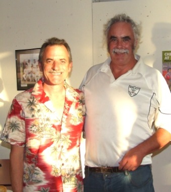 Charlie Walker (right) joined Phill King on Sunday as the only two father/son combinations at the Club to each play 100 games - Phill with son Tom and Charlie with son Murray. Charlie Walker (right) joined Phill King on Sunday as the only two father/son combinations at the Club to each play 100 games - Phill with son Tom and Charlie with son Murray.