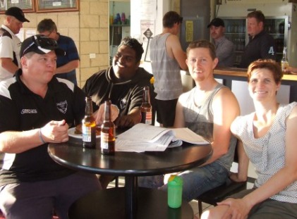 Relaxing at the table are (L-R) Mark Gauci, Channa DeSilva, Craig Pridham and Lezanne Webb-Johnson. Interested in other things in the background are Darren Nagle, Peter Golding, Adam Patchell and Simon Thornton. Relaxing at the table are (L-R) Mark Gauci, Channa DeSilva, Craig Pridham and Lezanne Webb-Johnson. Interested in other things in the background are Darren Nagle, Peter Golding, Adam Patchell and Simon Thornton.