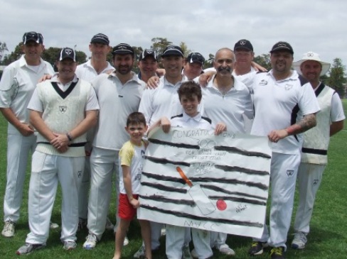 The team and the banner - and the boys didn't left John and Joe down. Max and Luke Talone hold the banner for their dad, flanked by the team. (From left) Brett Curran, Peter O'Kane, Michael Harvey, Dino Sapuppo, Dean Jukic, John Talone, Mark Gauci, Joe Ansaldo, Darren Nagle, Sandro Capocchi and Sean O'Kane. The team and the banner - and the boys didn't left John and Joe down. Max and Luke Talone hold the banner for their dad, flanked by the team. (From left) Brett Curran, Peter O'Kane, Michael Harvey, Dino Sapuppo, Dean Jukic, John Talone, Mark Gauci, Joe Ansaldo, Darren Nagle, Sandro Capocchi and Sean O'Kane.