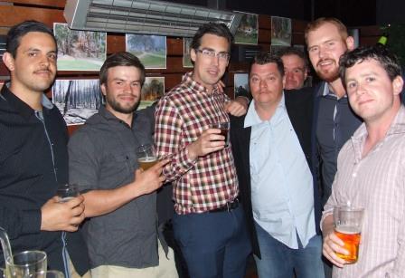 A strong cricketing contingent: L-R Chris Rebeiro, Alex Davidson, Ben Skok, Mark Gauci, Sean O'Kane, Nate Wolland and Eddie Rayner.