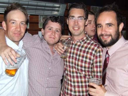 Good sports! L-R Ben Thomas, Eddie Rayner, Ben Skok and Murray Walker. Good sports! L-R Ben Thomas, Eddie Rayner, Ben Skok and Murray Walker.