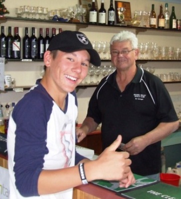Young gun Jack Newman can't get away with anything - bowls club bar manager Frosty Simmons is his grandfather! Young gun Jack Newman can't get away with anything - bowls club bar manager Frosty Simmons is his grandfather!