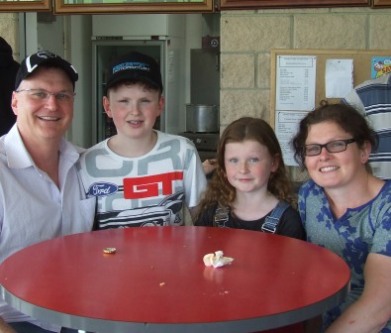 Doug didn't leave a scrap of food! Sixths skipper Doug Cumming with Under 14s son Jack, and with wife Libby and daughter Maddy. Doug didn't leave a scrap of food! Sixths skipper Doug Cumming with Under 14s son Jack, and with wife Libby and daughter Maddy.