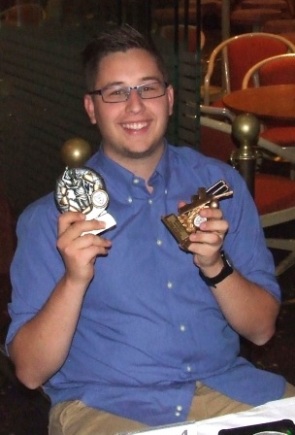 A happy Nick Brelis had two trophies to take home. A happy Nick Brelis had two trophies to take home.