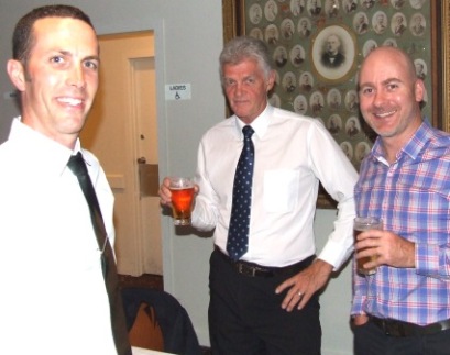 Celebrating achievement: L-R Michael Ozbun, coach Rex Bennett and Adam Patchell - all part of the Seconds premiership.