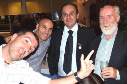 Something to celebrate, Jim? L-R Seconds Premiership captain Jim Polonidis, Sam Carbone, Mark Cini and Allan Cumming.
