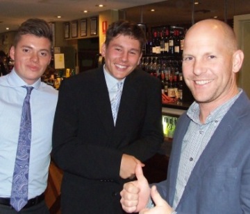 L-R: Most Improved Player Daniel Comande with last year's MIP Jack Newman and Firsts opening bat Troy Eden. L-R: Most Improved Player Daniel Comande with last year's MIP Jack Newman and Firsts opening bat Troy Eden.