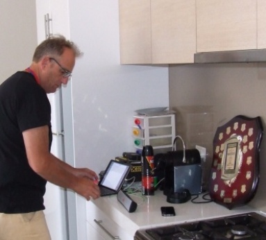 Dedicated correspondent Brett Curran writes the Grand Final match report on Sean O'Kane's kitchen benchtop - with Sean's 2013/14 Lindsay Jones Award shield providing extra inspiration. Dedicated correspondent Brett Curran writes the Grand Final match report on Sean O'Kane's kitchen benchtop - with Sean's 2013/14 Lindsay Jones Award shield providing extra inspiration.