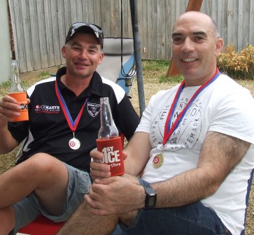 You can finally relax, guys! Dean Jukic (left) and John Talone. You can finally relax, guys! Dean Jukic (left) and John Talone.