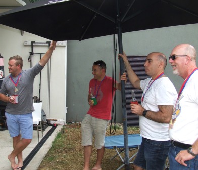 You're never in the shade when you're reigning Premiers! L-R Peter O'Kane, Sam Carbone, John Talone and Kevin Gardiner. You're never in the shade when you're reigning Premiers! L-R Peter O'Kane, Sam Carbone, John Talone and Kevin Gardiner.