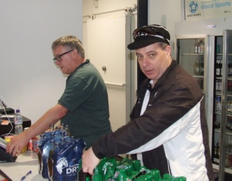 A well-stocked bar - with committee members Peter Golding (left) and Daniel Phillips hard at work. A well-stocked bar - with committee members Peter Golding (left) and Daniel Phillips hard at work.