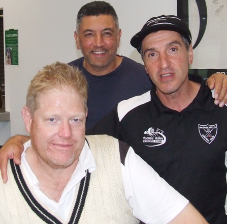 A proud moment: L-R Darren Nagle, Sunil Bhandari and Jim Polonidis. A proud moment: L-R Darren Nagle, Sunil Bhandari and Jim Polonidis.