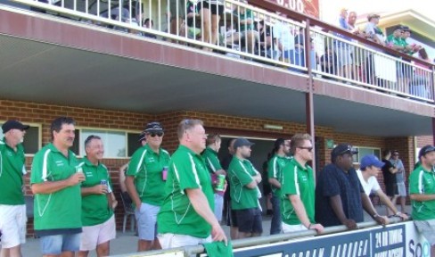The Valley boys took up residence under the magnificent Barooga stand - and there were plenty of Valley supporters up on the balcony as well. The Valley boys took up residence under the magnificent Barooga stand - and there were plenty of Valley supporters up on the balcony as well.