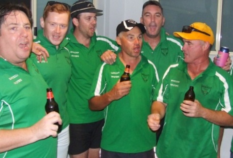 That's how we celebrate a win! Singing the Valley victory song are (L-R) Ryan Fairclough, Kris Garland, Matt Thomas, Dean Jukic, Jim McKenzie and Sean O'Kane. That's how we celebrate a win! Singing the Valley victory song are (L-R) Ryan Fairclough, Kris Garland, Matt Thomas, Dean Jukic, Jim McKenzie and Sean O'Kane.