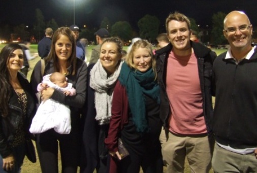 Next generation gathering at the new Ormond Park pavilion? L-R Vanessa Riggio, Caroline Walker with Lola Daphne, Kristie Wall, Nicole Stephenson, Nigel Walker and Life Member Michael Cumbo. Next generation gathering at the new Ormond Park pavilion? L-R Vanessa Riggio, Caroline Walker with Lola Daphne, Kristie Wall, Nicole Stephenson, Nigel Walker and Life Member Michael Cumbo.