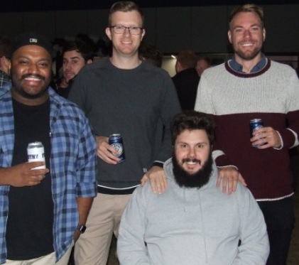 The Fifths were out in force for the opening. L-R Manu Poulose, Justin Trowell, Shane Chalmers (front) and Liam Shaw. The Fifths were out in force for the opening. L-R Manu Poulose, Justin Trowell, Shane Chalmers (front) and Liam Shaw.