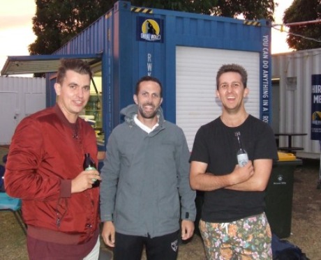 The flap's up, so the Blue Bar is open for business. Buying in are (L-R) Jesse Nankivell-Sandor, Michael Ozbun and Paddy Shelton. The flap's up, so the Blue Bar is open for business. Buying in are (L-R) Jesse Nankivell-Sandor, Michael Ozbun and Paddy Shelton.