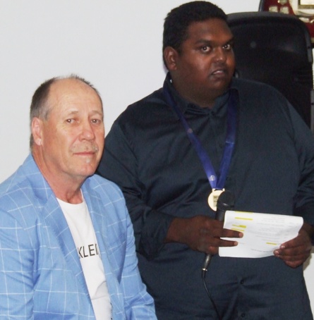 Ian Denny is somewhat nonplussed waiting for a "roast" from MC Channa DeSilva. Ian Denny is somewhat nonplussed waiting for a "roast" from MC Channa DeSilva.