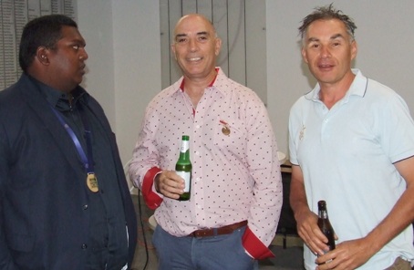 It's right on the night: L-R Channa DeSilva, John Talone and Dean Jukic. It's right on the night: L-R Channa DeSilva, John Talone and Dean Jukic.
