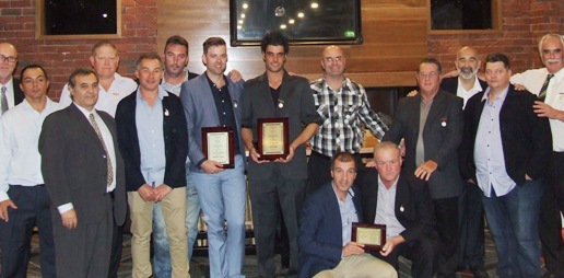 The Life Members gather to welcome the new inductees. From left; Kevin Gardiner, Danny Terzini, Bob Sciacchitano, Darren Nagle, Dean Jukic, Jim McKenzie, Matt Thomas, Jesse Felle, Michael Cumbo, Ray Storey, Joe Ansaldo, Mark Gauci, Charlie Walker. Front - Jim Polonidis, Sean O'Kane. The Life Members gather to welcome the new inductees. From left; Kevin Gardiner, Danny Terzini, Bob Sciacchitano, Darren Nagle, Dean Jukic, Jim McKenzie, Matt Thomas, Jesse Felle, Michael Cumbo, Ray Storey, Joe Ansaldo, Mark Gauci, Charlie Walker. Front - Jim Polonidis, Sean O'Kane.