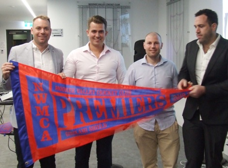 A bigger, belated flag for the Fifths to celebrate their 2019/20 Premiership: L-R Liam Shaw, Jesse Nankivell-Sandor, Dom Rettino and Liam Farrell. A bigger, belated flag for the Fifths to celebrate their 2019/20 Premiership: L-R Liam Shaw, Jesse Nankivell-Sandor, Dom Rettino and Liam Farrell.
