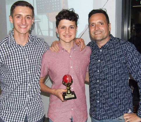 Hat-trick taker Noah Nimorakiotakis is flanked by brother Luca and father/captain Bill. Hat-trick taker Noah Nimorakiotakis is flanked by brother Luca and father/captain Bill.