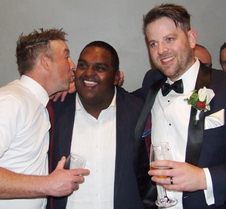 Sharing the brotherly love with Channa DeSilva - Ben (left) and Matt Thomas. Sharing the brotherly love with Channa DeSilva - Ben (left) and Matt Thomas.