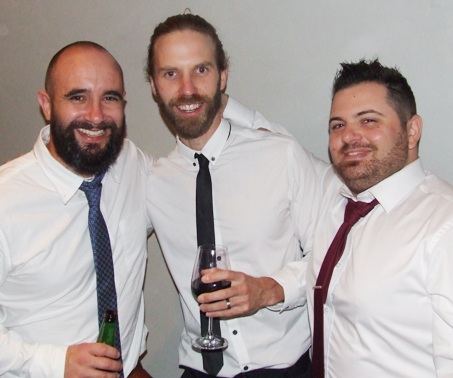 White shirts and thin ties - L-R Murray Walker, Brendan McKeegan and Anthony Riggio - all played cricket at the Valley. White shirts and thin ties - L-R Murray Walker, Brendan McKeegan and Anthony Riggio - all played cricket at the Valley.