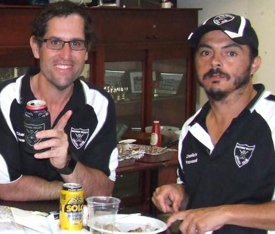 Looking resplendent in Black and White: Brendan "Jonty" Rhodes (left) and Dan Terzini. Looking resplendent in Black and White: Brendan "Jonty" Rhodes (left) and Dan Terzini.