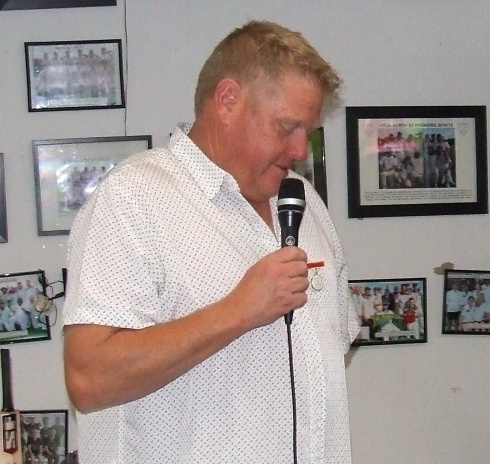 Darren Nagle reflects as he speaks after receiving the Lindsay Jones Award. Darren Nagle reflects as he speaks after receiving the Lindsay Jones Award.