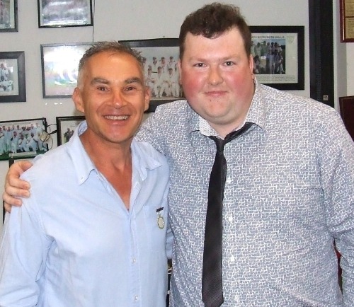 Dean Jukic was presented with his Fourths Player of the Finals medallion by Andreas Skiotis (far right). Dean Jukic was presented with his Fourths Player of the Finals medallion by Andreas Skiotis (far right).