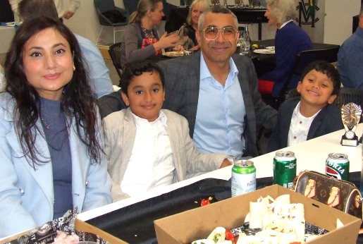 A Premiership and three awards - a big night for Sudarshan Devkota, here with wife Laxmi and sons Swatit and Swakrit (right). A Premiership and three awards - a big night for Sudarshan Devkota, here with wife Laxmi and sons Swatit and Swakrit (right).