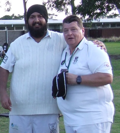 I've been here before: Mark Gauci (far right) receives his Premiership medallion from captain Manu Singh - the fifth time Gauch has won a flag at Moonee Valley. I've been here before: Mark Gauci (far right) receives his Premiership medallion from captain Manu Singh - the fifth time Gauch has won a flag at Moonee Valley.