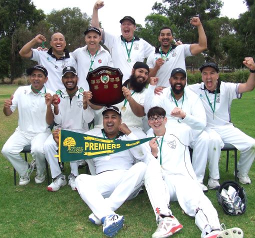 The excitement of the Premiership! L-R. Back - Chand Shrestha, Sam Carbone, Mitchell Britton, Vinnie Singh. Middle - Prashant Hirani, Jay Patel, skipper Manu Singh, Sunny Singh and Jim Polonidis. Front - Sagar Bhatia and Cullan Morrissy. The excitement of the Premiership! L-R. Back - Chand Shrestha, Sam Carbone, Mitchell Britton, Vinnie Singh. Middle - Prashant Hirani, Jay Patel, skipper Manu Singh, Sunny Singh and Jim Polonidis. Front - Sagar Bhatia and Cullan Morrissy.