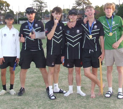 An example of the future of our club - teens from our Seconds Premiership. L-R Sub fielder Oscar McKeown, Tom Morrissy, Mitchell Higgs, Henry Thomas, Luka Anderson and Jordy Walsh. An example of the future of our club - teens from our Seconds Premiership. L-R Sub fielder Oscar McKeown, Tom Morrissy, Mitchell Higgs, Henry Thomas, Luka Anderson and Jordy Walsh.
