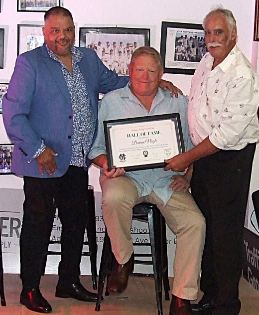 Presidents three: Darren Nagle receives his certificate from fellow past President Sandro Capocchi (left) and current President Charlie Walker. Presidents three: Darren Nagle receives his certificate from fellow past President Sandro Capocchi (left) and current President Charlie Walker.