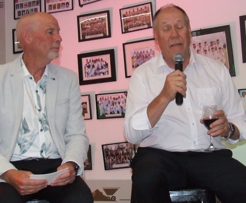 I've got the microphone now! Club great Greg Peters sits back after passing the mike across to new Hall of Famer Ian Denny. I've got the microphone now! Club great Greg Peters sits back after passing the mike across to new Hall of Famer Ian Denny.