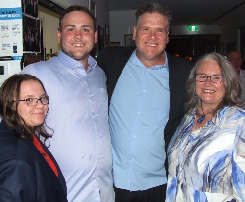 Enjoying the night: L-R Makealah and Lachlan Smith, Geoff Smith and Kim Simmons. Enjoying the night: L-R Makealah and Lachlan Smith, Geoff Smith and Kim Simmons.