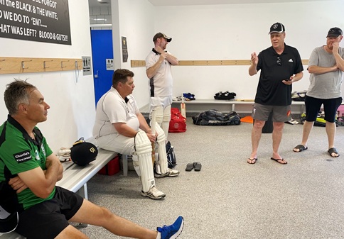 Hearing it as it is from those who should know: Dean Jukic (left) with Mark Gauci and Dean Lawson hear from legends Ian Denny and Darren Nagle. Hearing it as it is from those who should know: Dean Jukic (left) with Mark Gauci and Dean Lawson hear from legends Ian Denny and Darren Nagle.