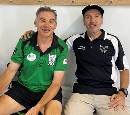 Juka with long-time mate and teammate Jim Polonidis. Juka with long-time mate and teammate Jim Polonidis.