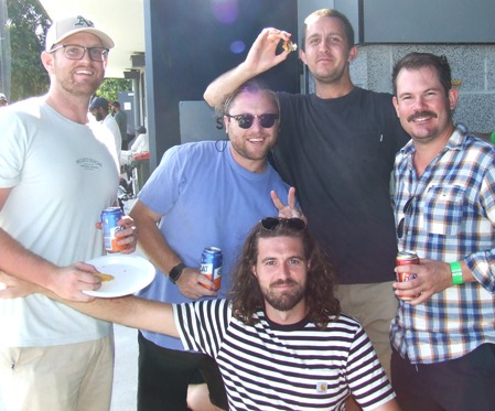 Celebrating the Kater century from the previous day: L-R Jarrad Sims, Sam Kater, Cassidy Box, Paddy Shelton and Ryan Chirgwin. Celebrating the Kater century from the previous day: L-R Jarrad Sims, Sam Kater, Cassidy Box, Paddy Shelton and Ryan Chirgwin.